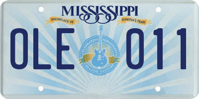 MS license plate OLE011