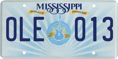 MS license plate OLE013