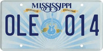 MS license plate OLE014