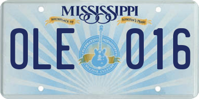 MS license plate OLE016