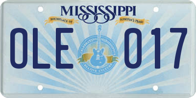 MS license plate OLE017