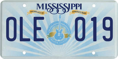 MS license plate OLE019