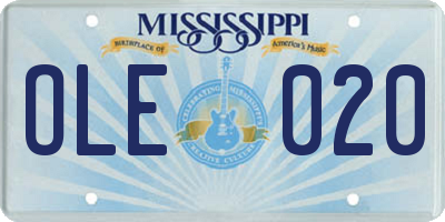MS license plate OLE020