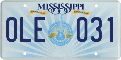 MS license plate OLE031