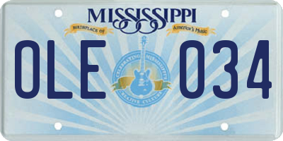 MS license plate OLE034