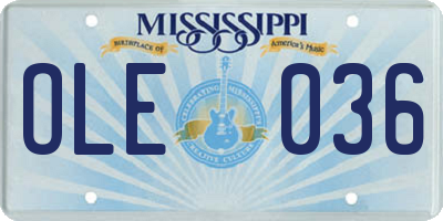 MS license plate OLE036