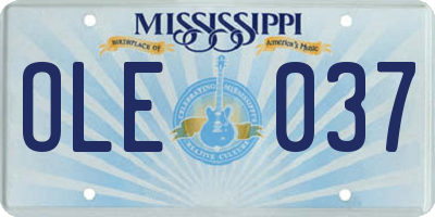 MS license plate OLE037