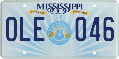 MS license plate OLE046