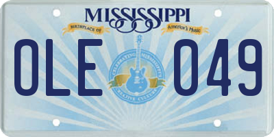 MS license plate OLE049