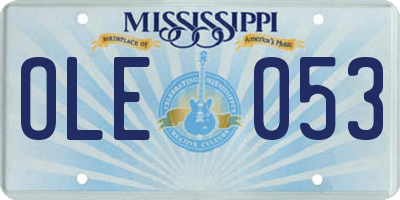 MS license plate OLE053