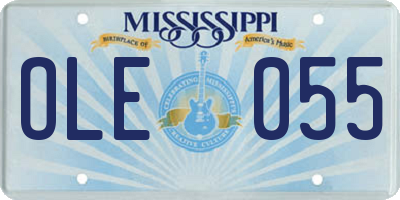 MS license plate OLE055