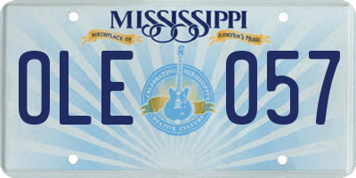 MS license plate OLE057