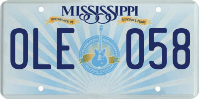 MS license plate OLE058