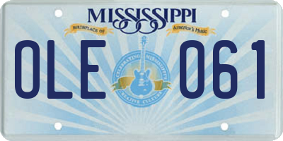 MS license plate OLE061