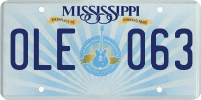MS license plate OLE063