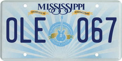 MS license plate OLE067
