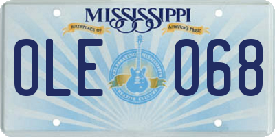 MS license plate OLE068