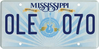 MS license plate OLE070