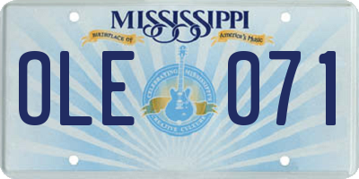 MS license plate OLE071