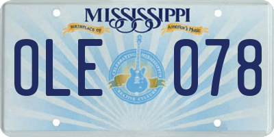 MS license plate OLE078
