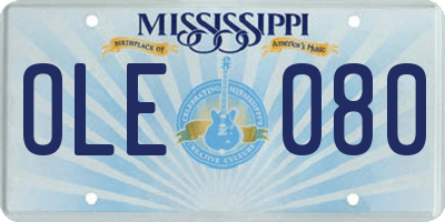 MS license plate OLE080