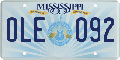 MS license plate OLE092