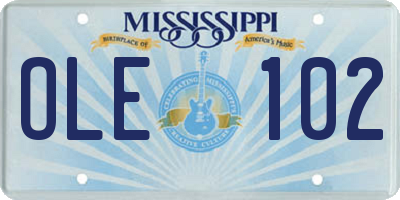 MS license plate OLE102