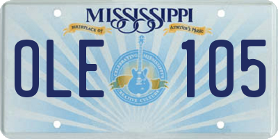 MS license plate OLE105