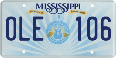 MS license plate OLE106