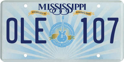 MS license plate OLE107