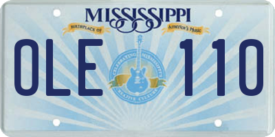 MS license plate OLE110