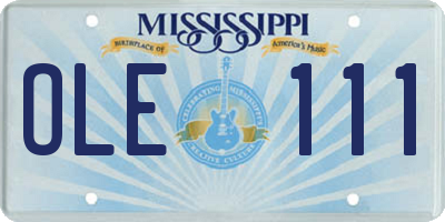 MS license plate OLE111