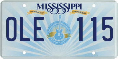 MS license plate OLE115