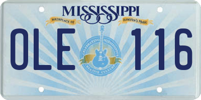 MS license plate OLE116