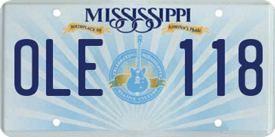 MS license plate OLE118