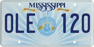 MS license plate OLE120
