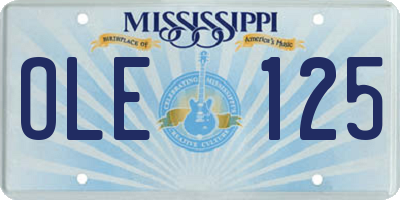 MS license plate OLE125