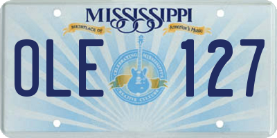 MS license plate OLE127