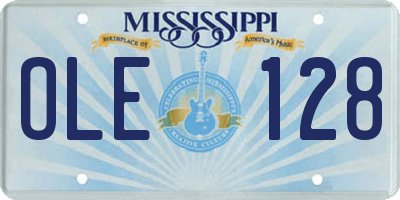 MS license plate OLE128