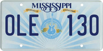 MS license plate OLE130