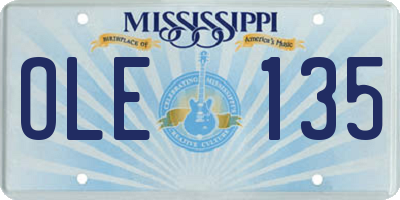 MS license plate OLE135