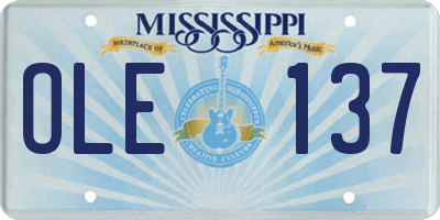 MS license plate OLE137