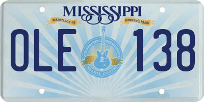 MS license plate OLE138