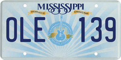 MS license plate OLE139