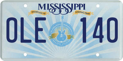 MS license plate OLE140