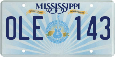 MS license plate OLE143