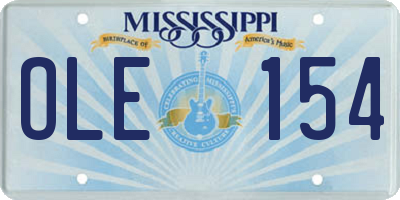 MS license plate OLE154