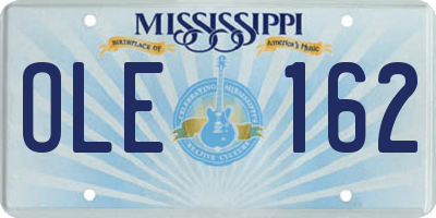 MS license plate OLE162