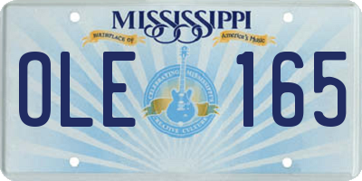 MS license plate OLE165