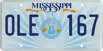 MS license plate OLE167